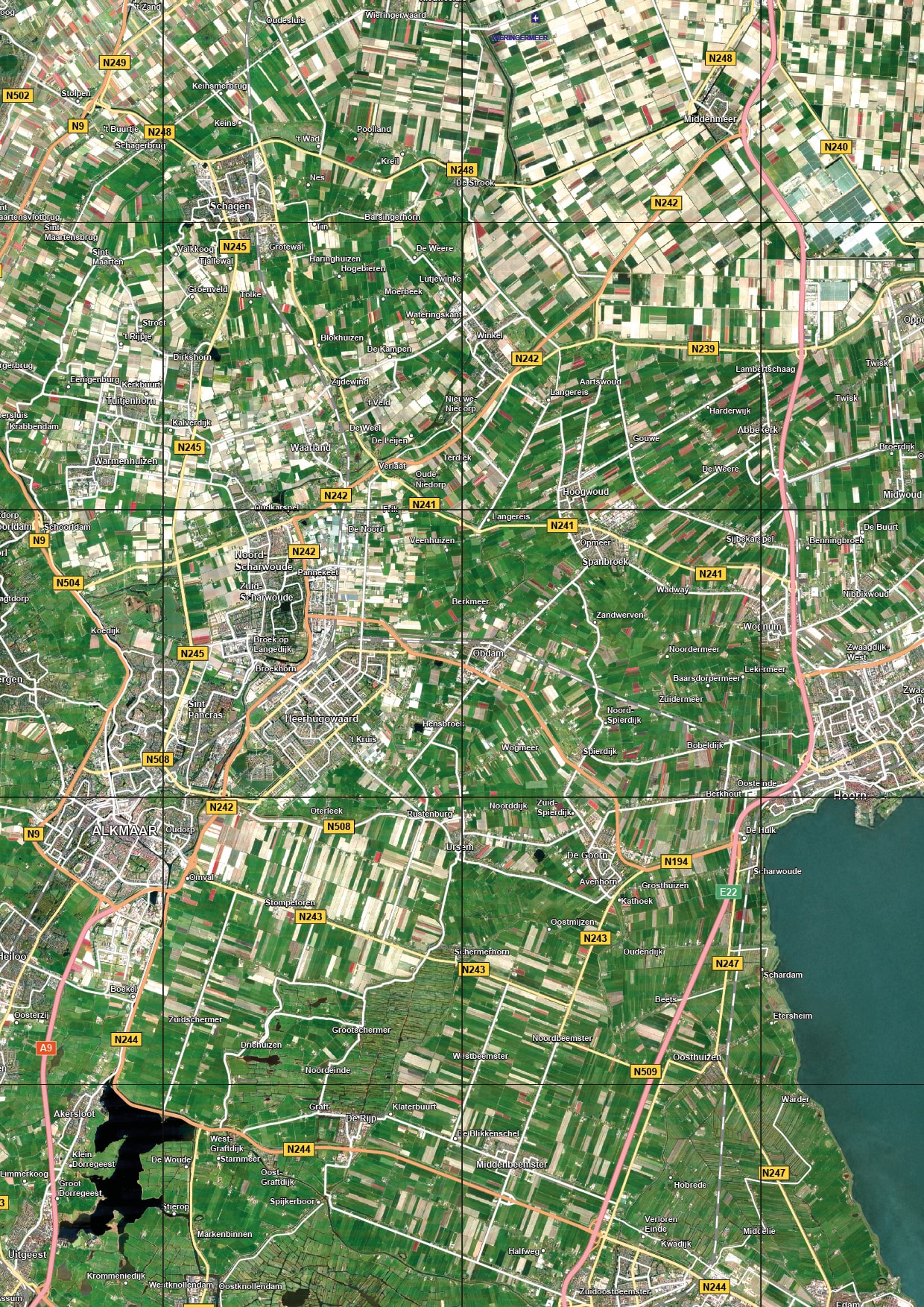 Satellietkaart Noord-Holland - Afbeelding 2
