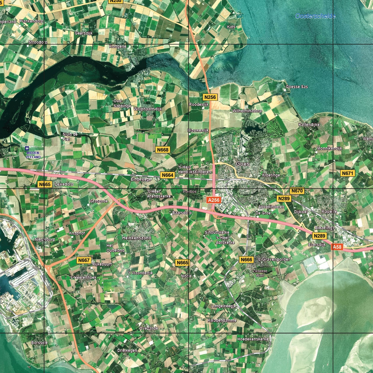 Satellietkaart Zeeland - Afbeelding 2