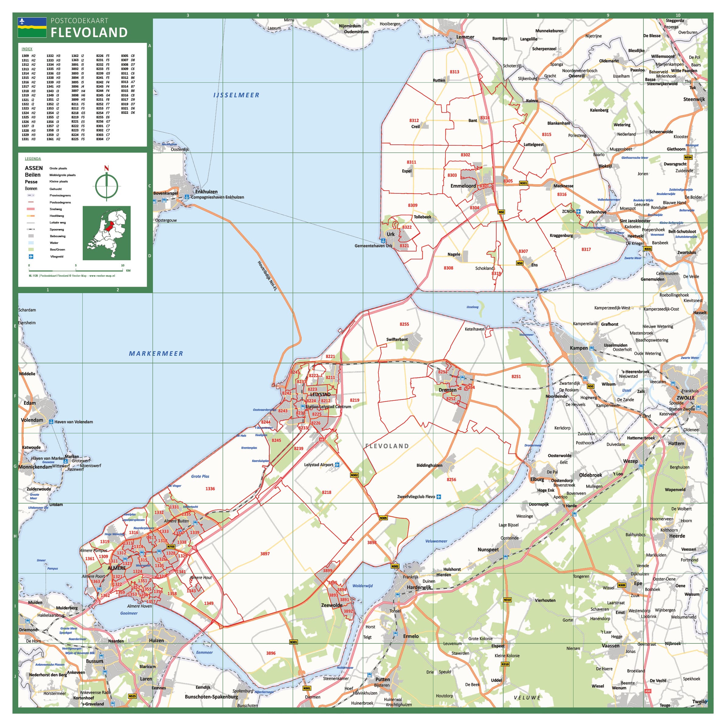 Postcode provinciekaart Flevoland