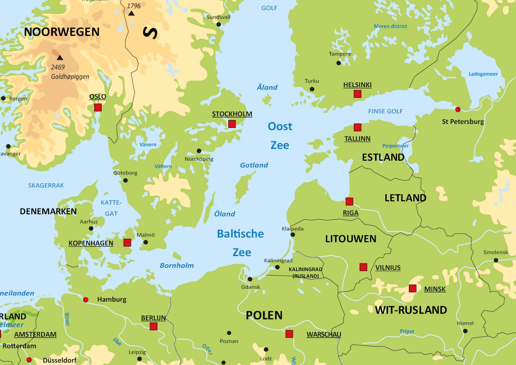 Schoolkaart Europa natuurkundig - Afbeelding 2