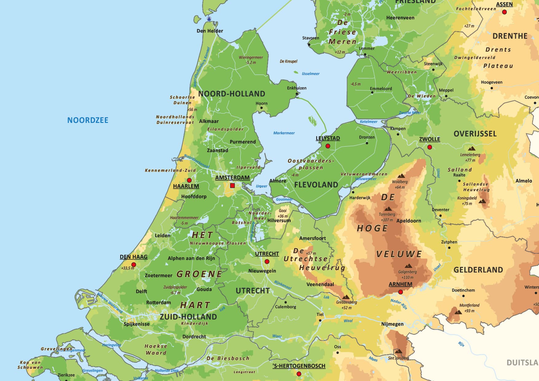 Schoolkaart Europa-Wereld-Nederland natuurkundig - Afbeelding 3