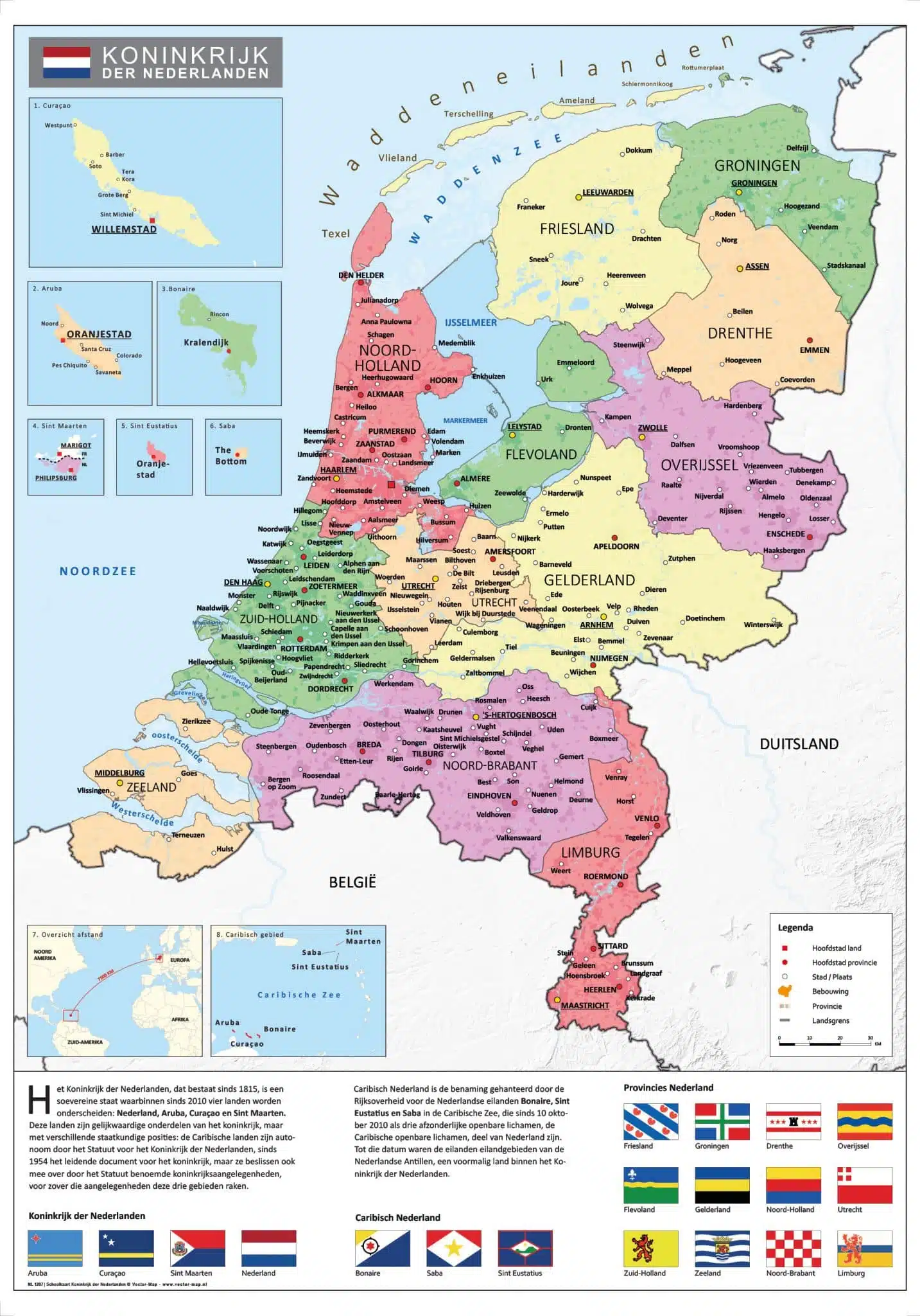 Schoolkaart Koninkrijk der Nederlanden