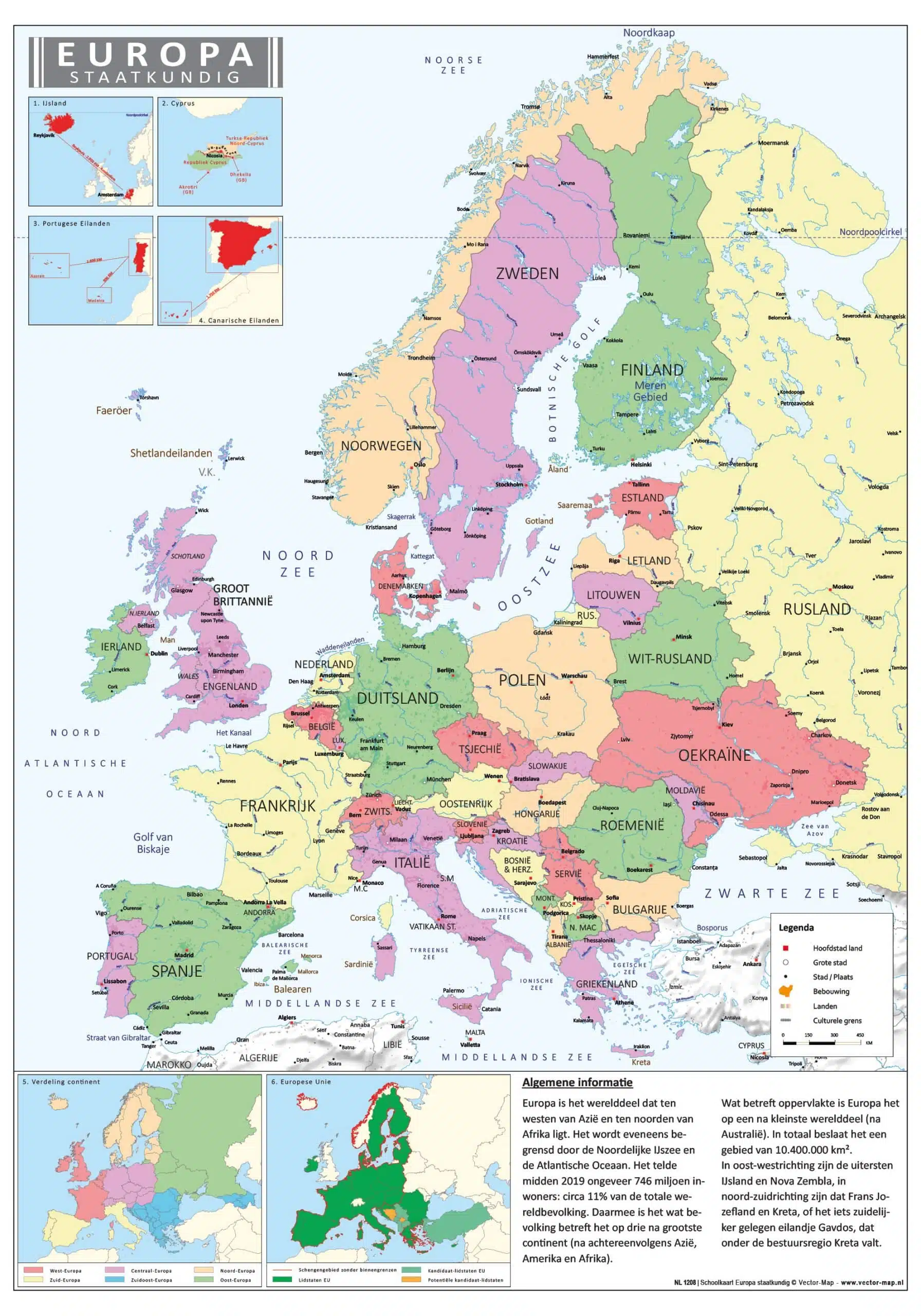 Schoolkaart Europa staatkundig