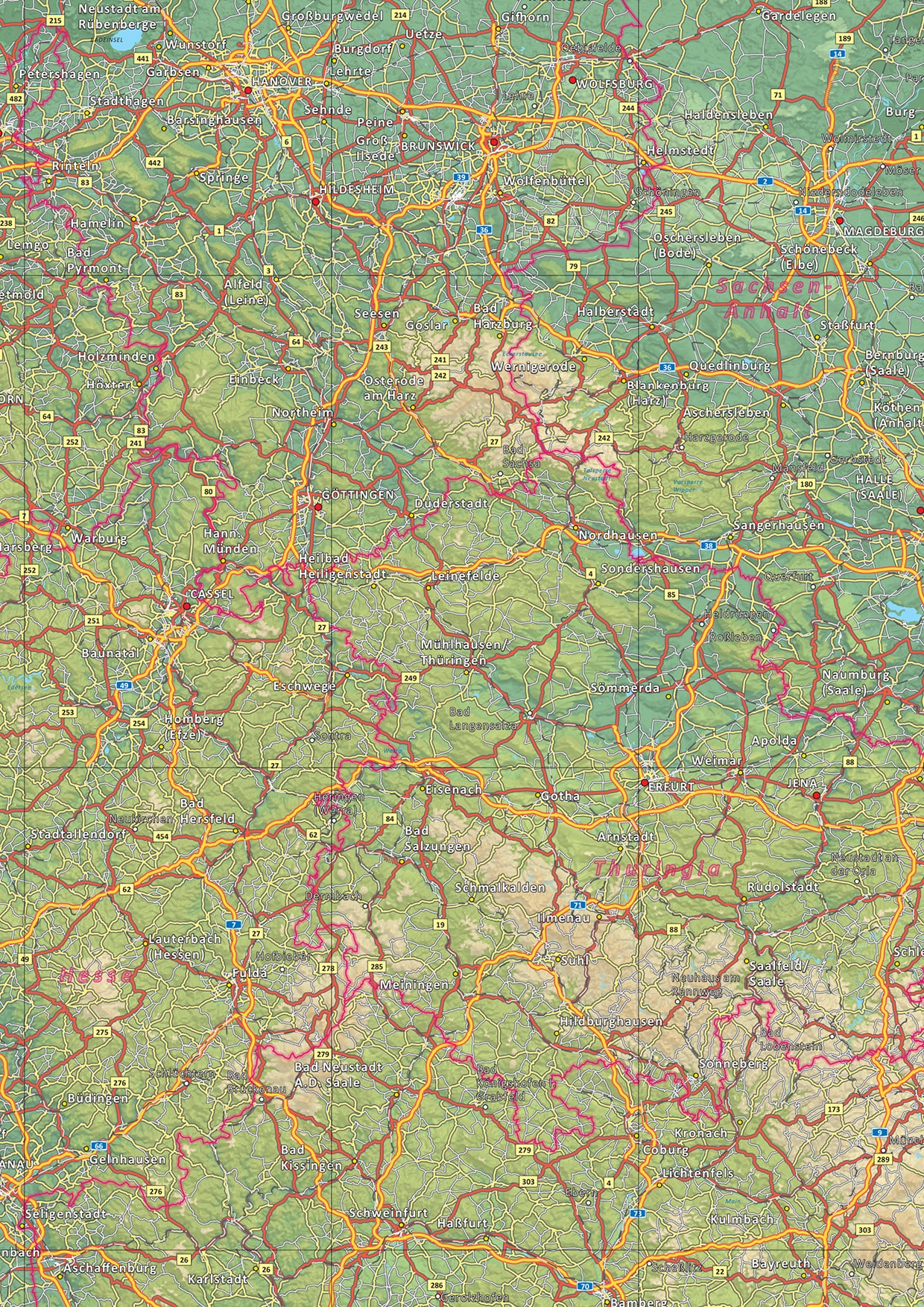 Natuurkundige landkaart Duitsland - Afbeelding 2