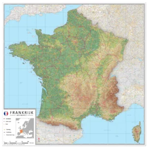 Natuurkundige landkaart Frankrijk
