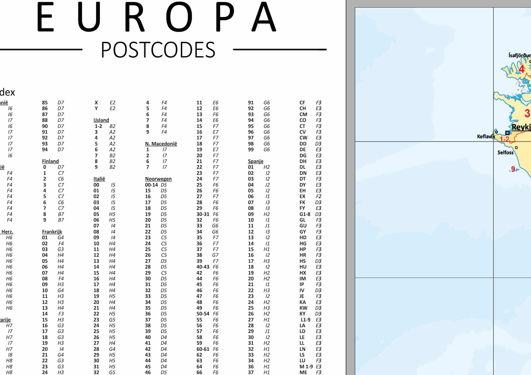 Gedetailleerde postcodekaart Europa - Afbeelding 3
