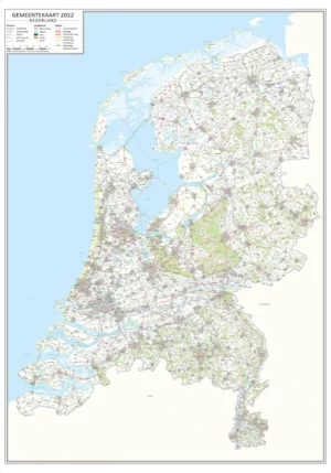 Gedetailleerde gemeentekaart Nederland met wegen