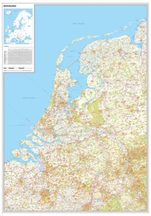 Landkaart Nederland met wegen
