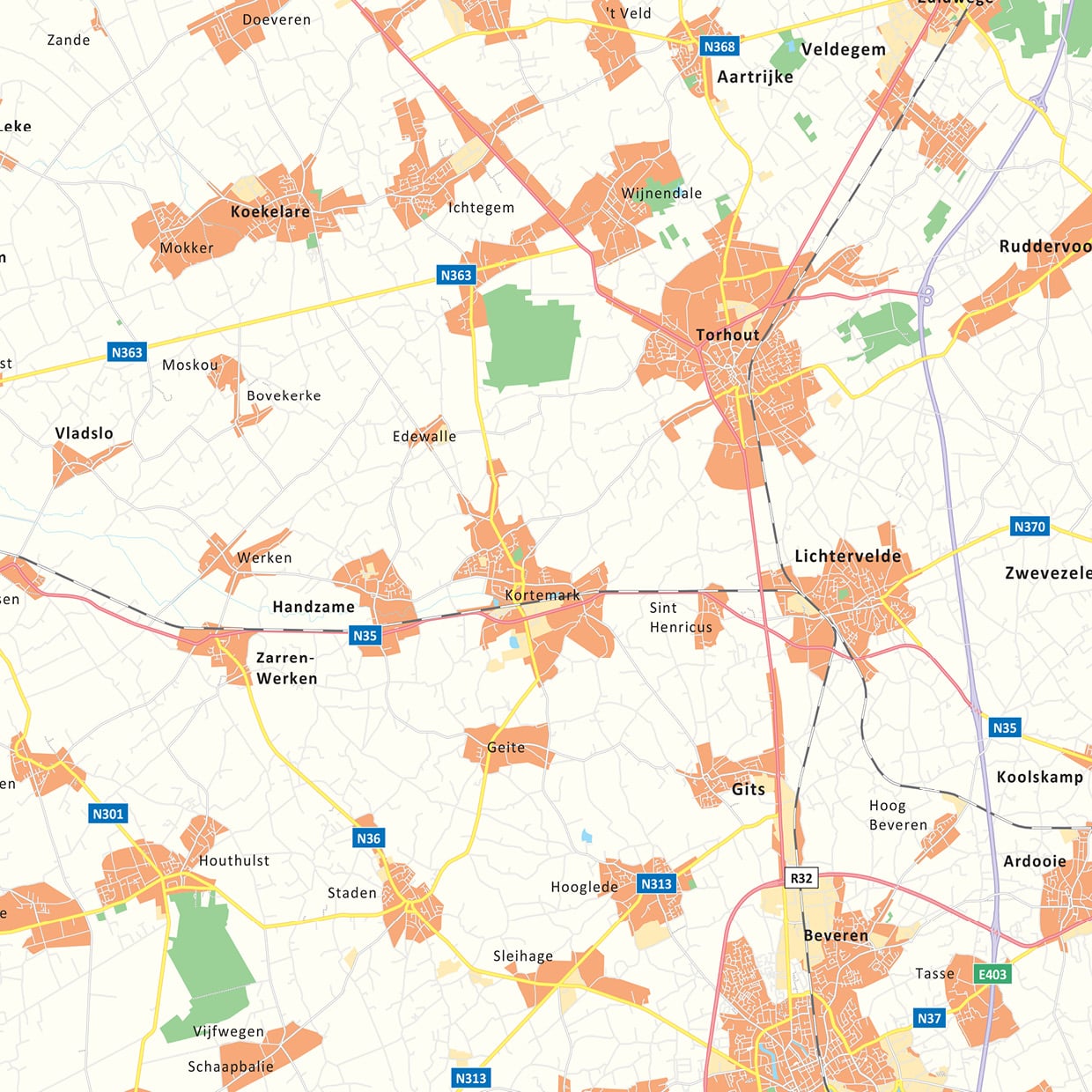 Kaart provincie West-Vlaanderen - Afbeelding 2