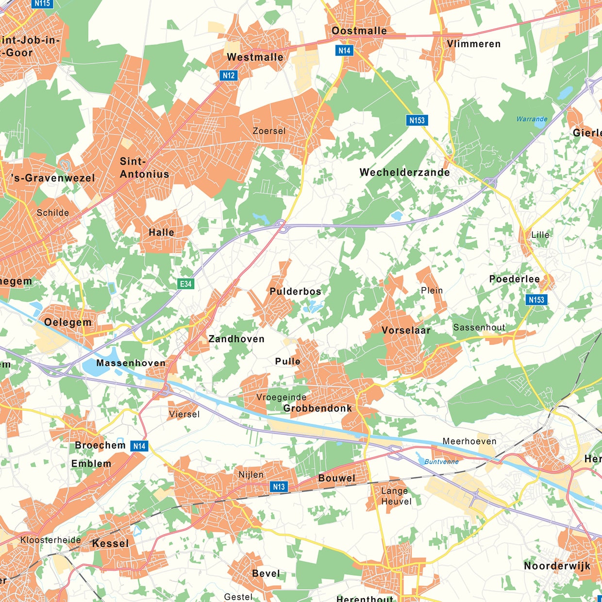 Kaart provincie Antwerpen - Afbeelding 2