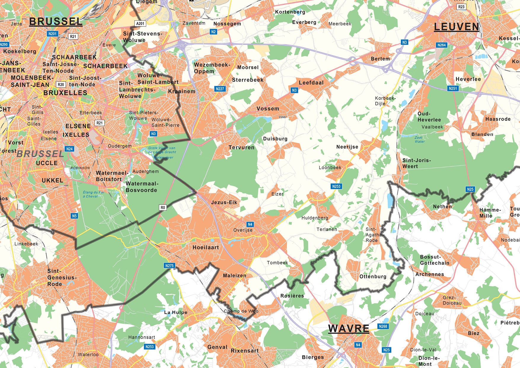 Kaart provincie Vlaams-Brabant - Afbeelding 2