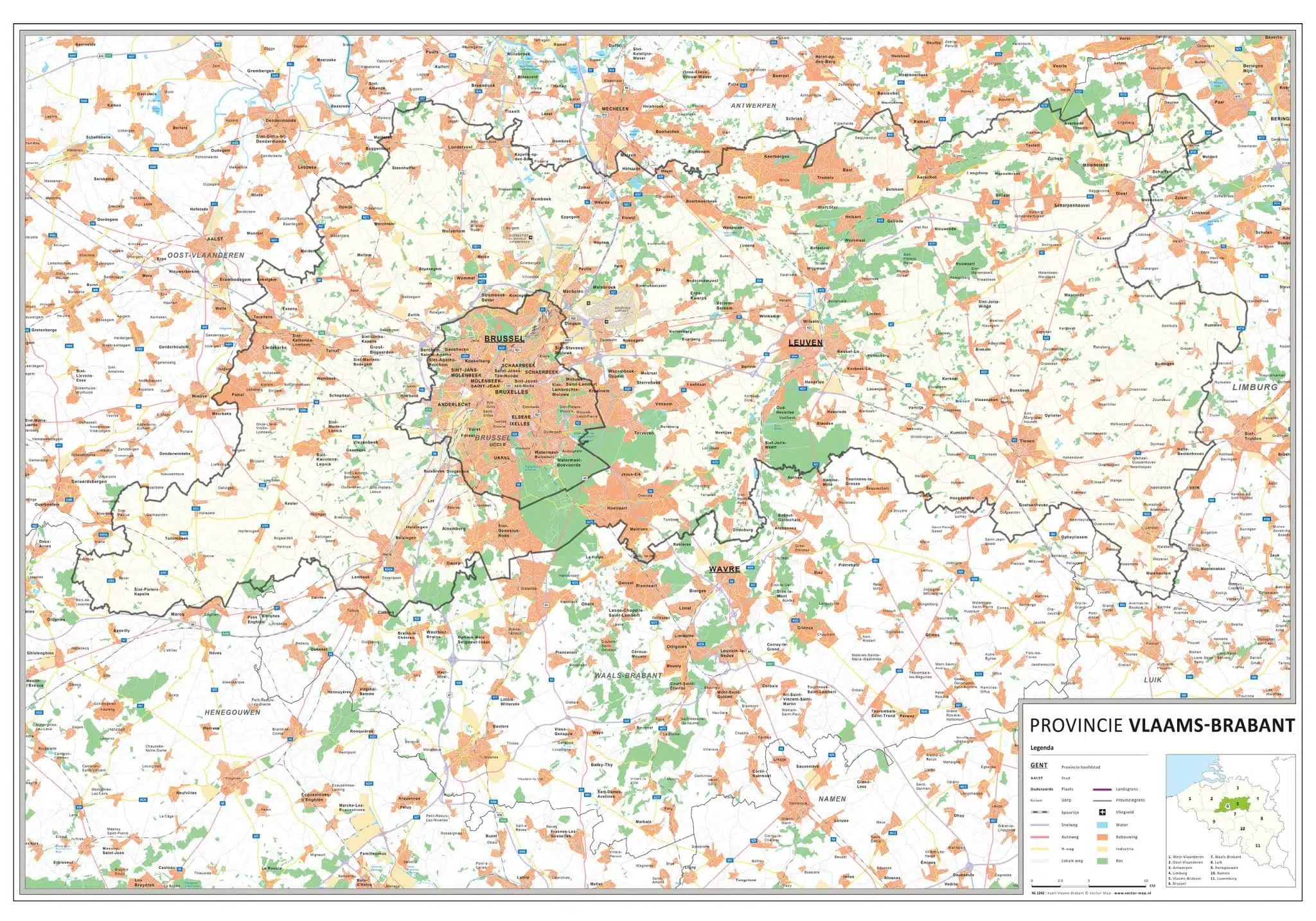 Kaart provincie Vlaams-Brabant