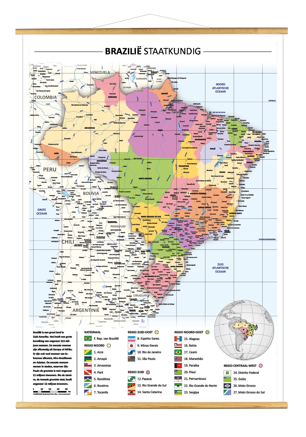 Staatkundige kaart Brazilië - Afbeelding 3