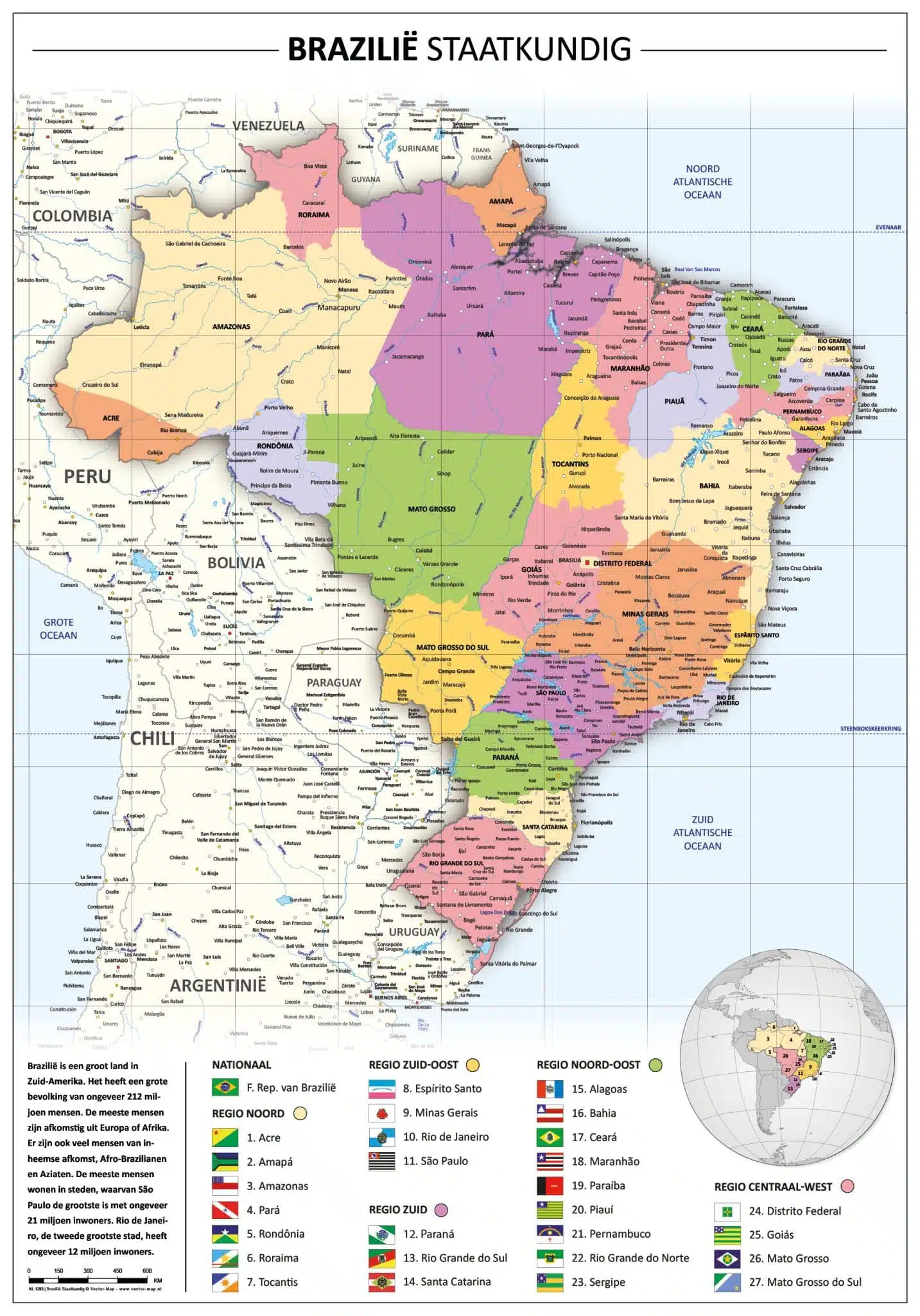 Staatkundige kaart Brazilië