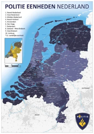 Landkaart Nederland Politieregio's