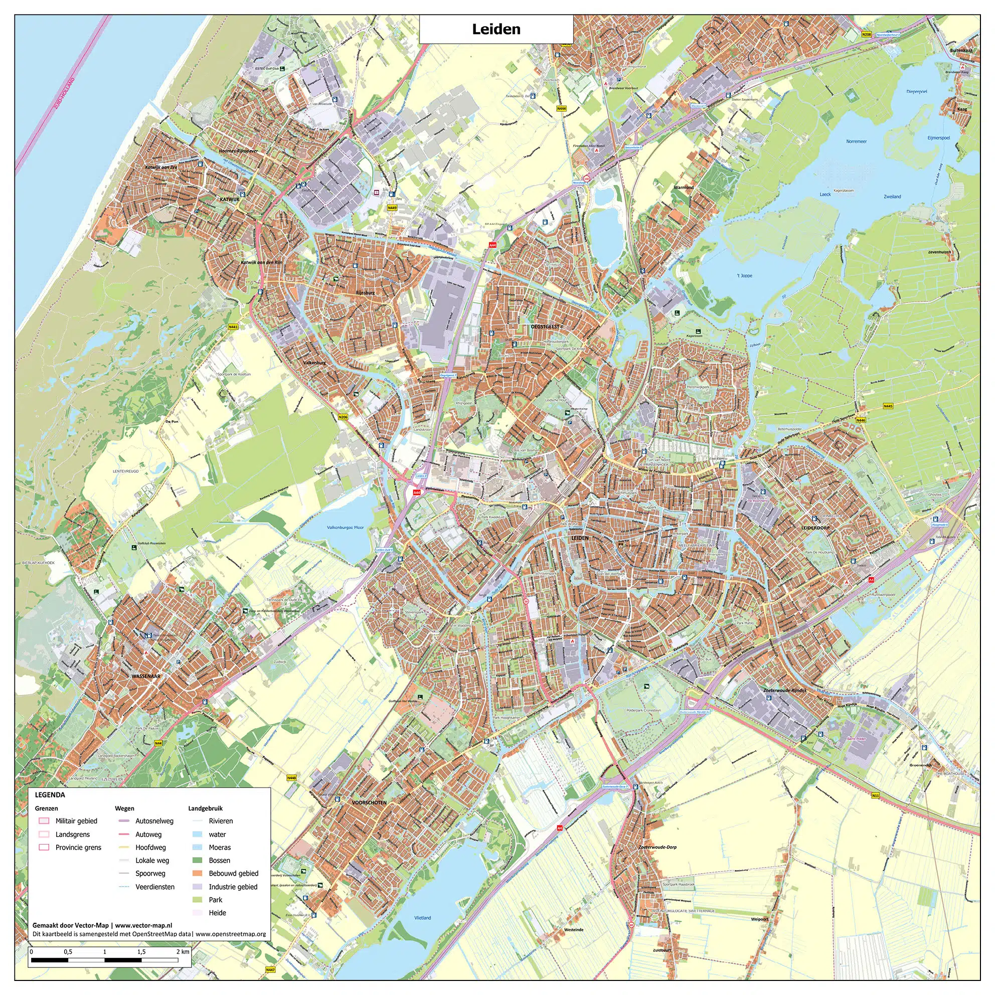 Kaart Leiden