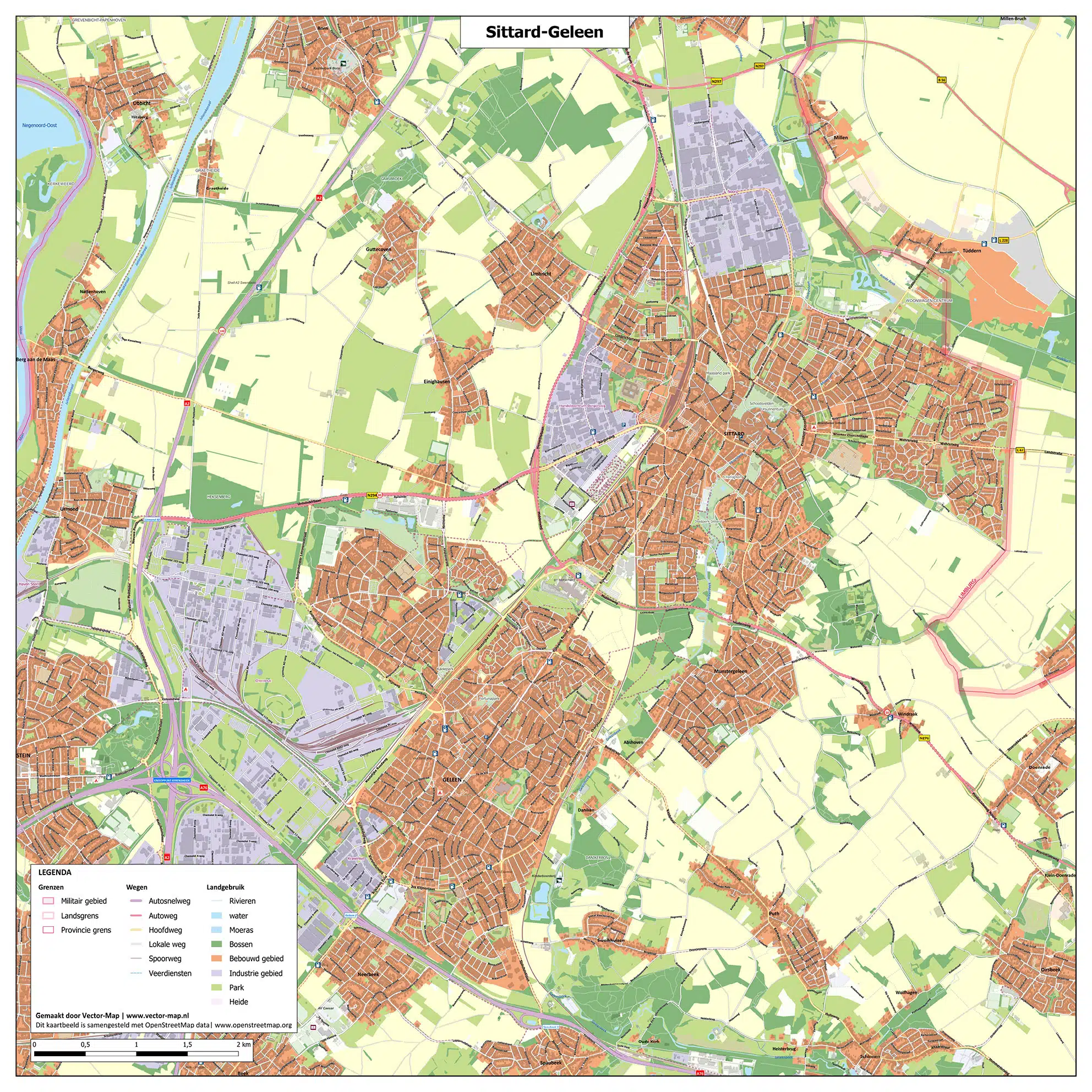 Kaart Sittard-Geleen
