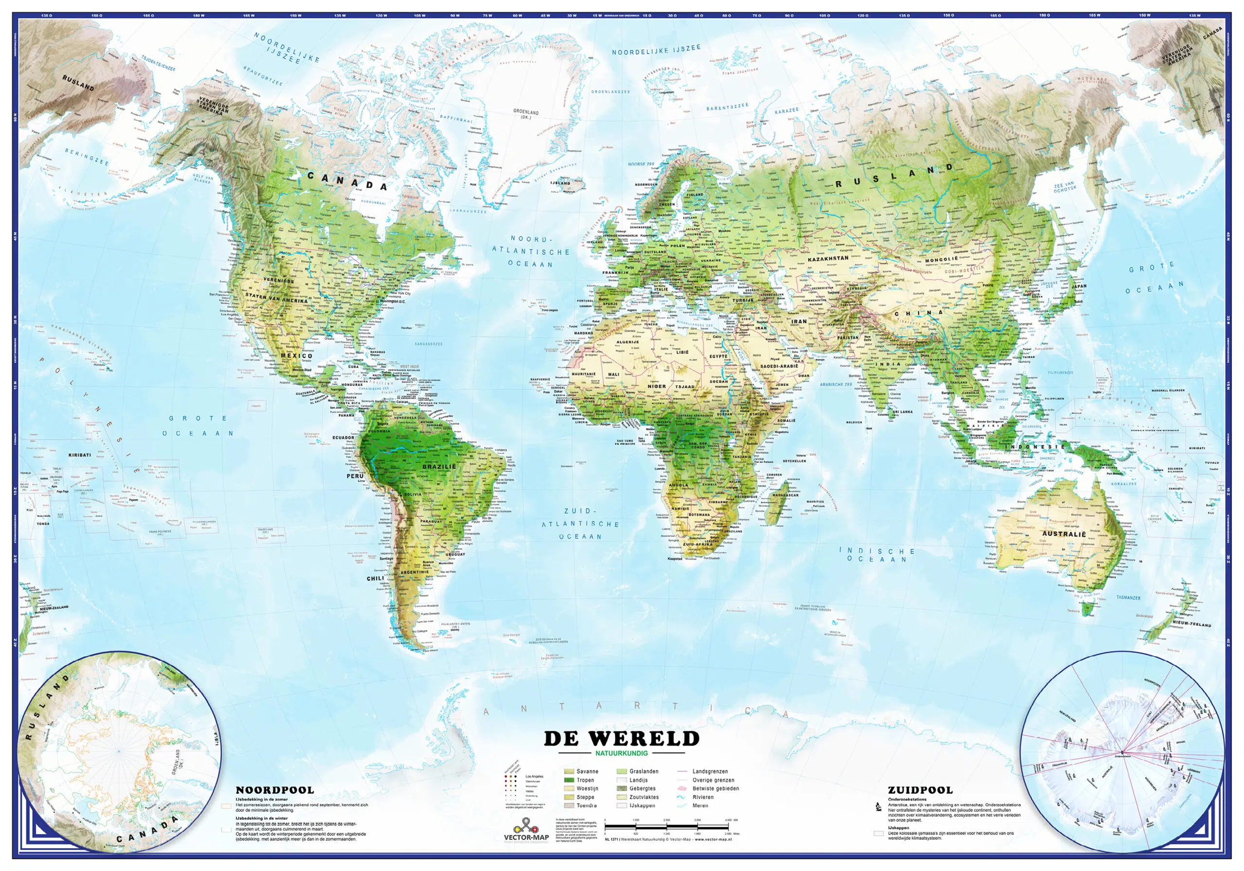 Wereldkaart Natuurkundig