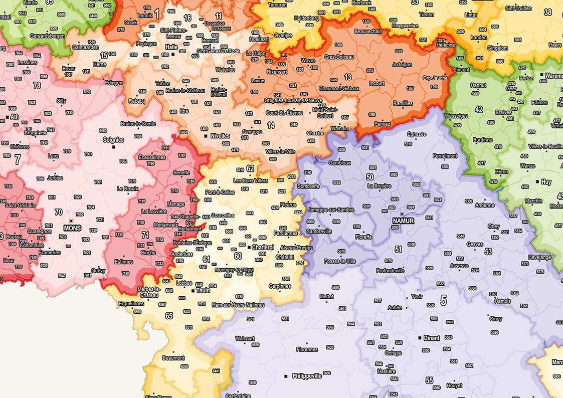 Kaart België met Postcodes - Afbeelding 2