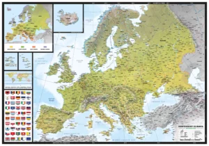 Kaart Europa Natuurkundig