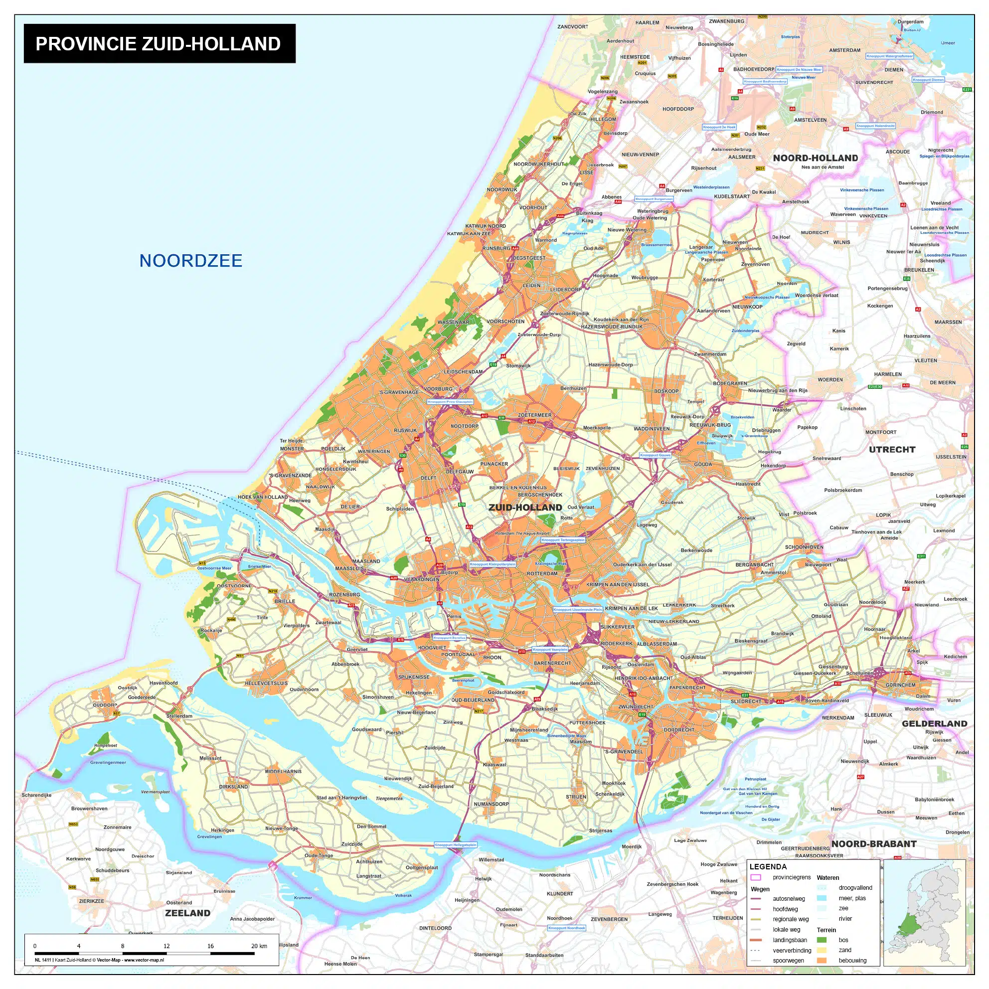 Kaart Zuid-Holland