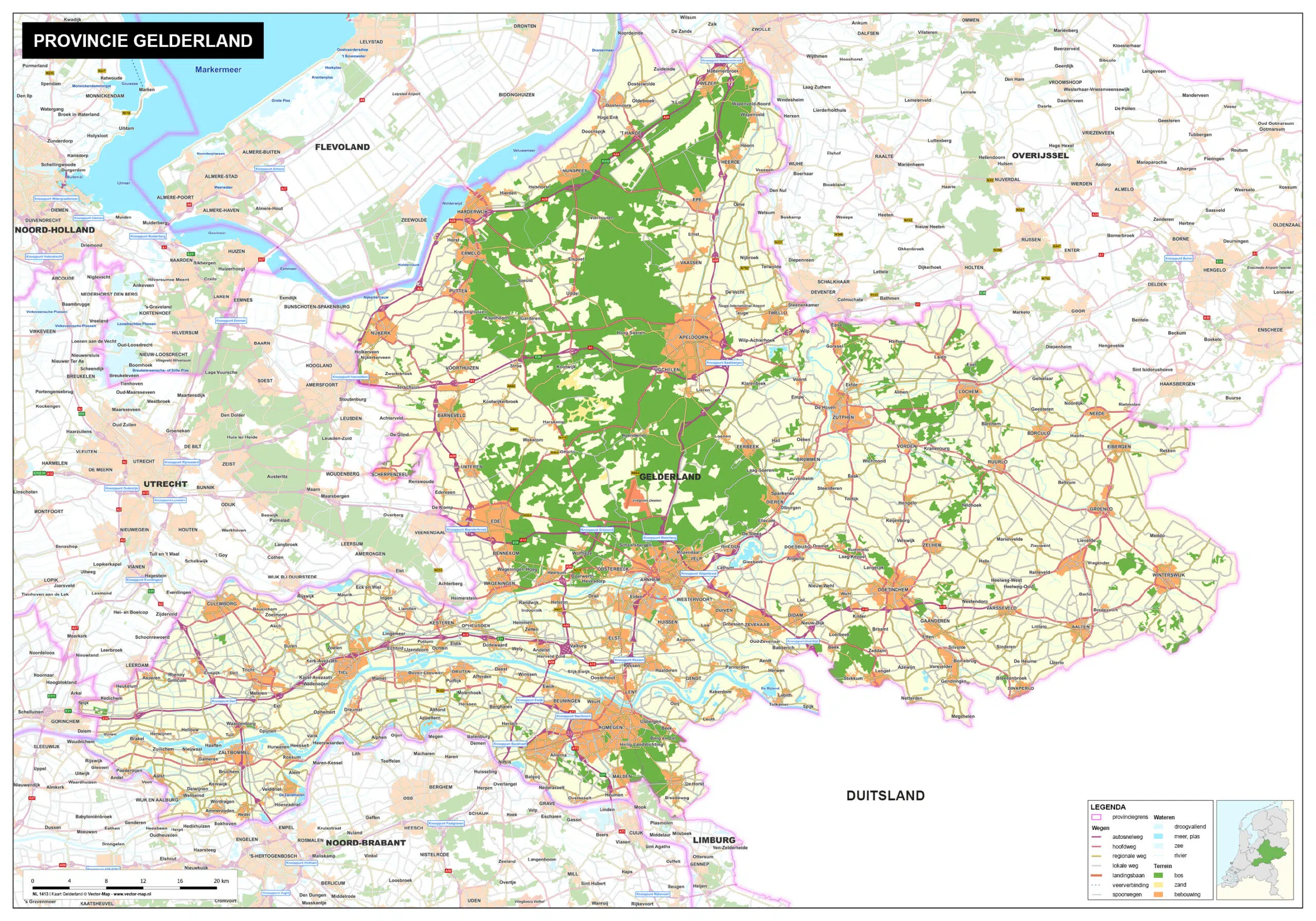 Kaart Gelderland