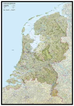 Gedetailleerde Kaart Nederland Natuurkundig