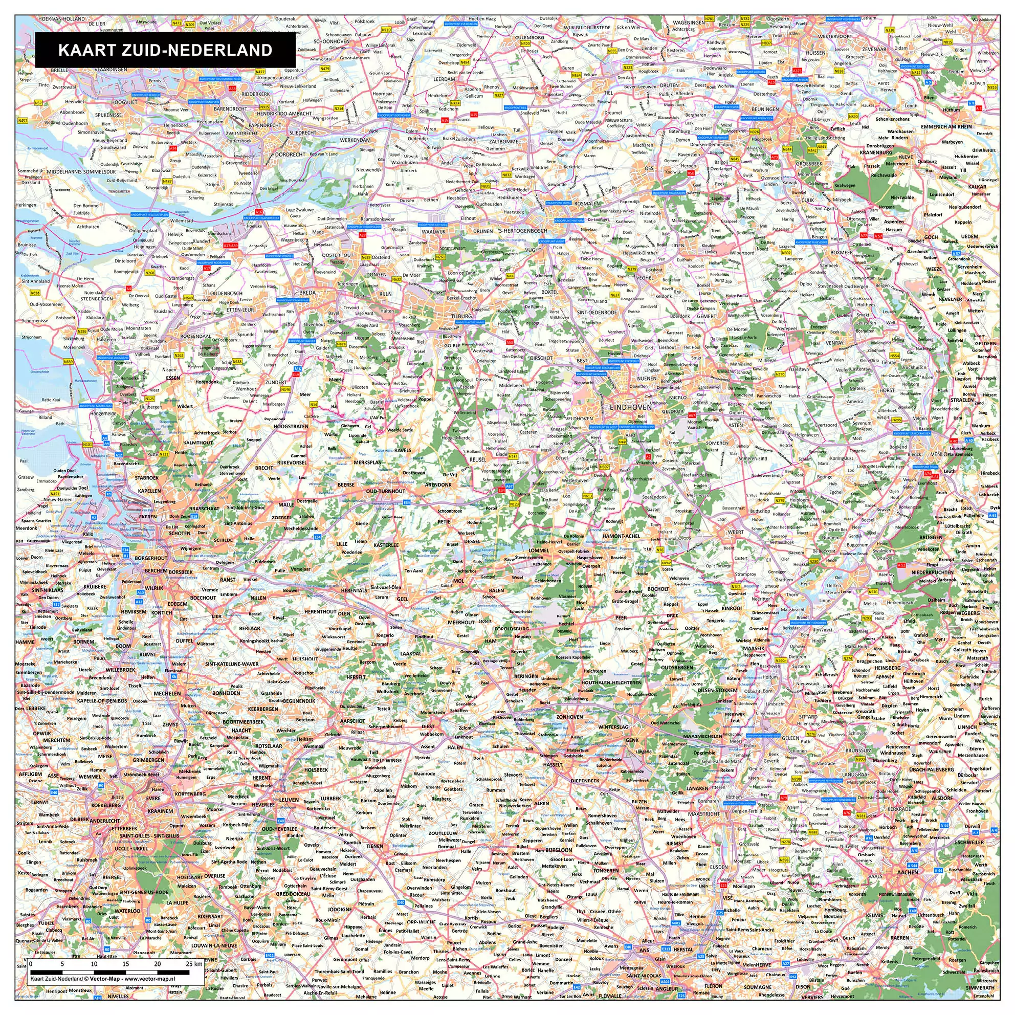 Kaart Zuid-Nederland