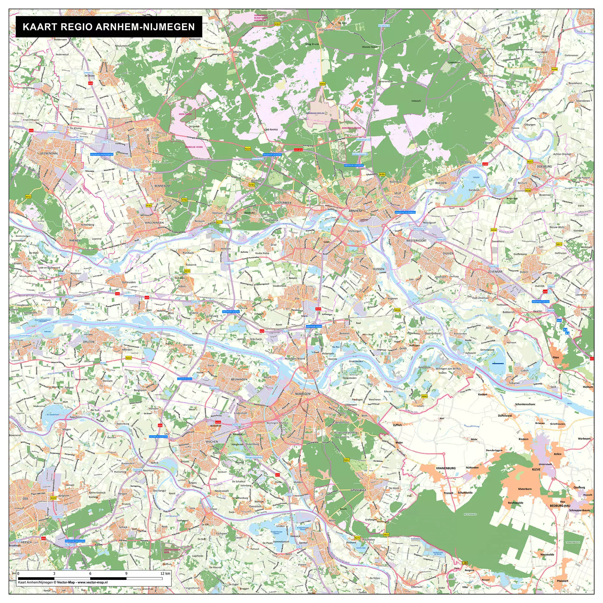 Kaart Regio Arnhem & Nijmegen