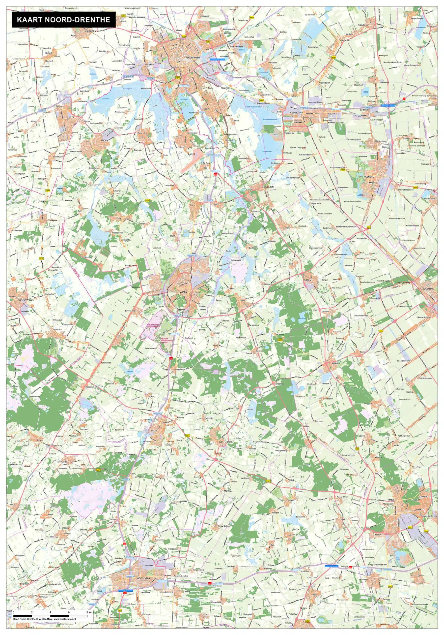 Kaart Noord-Drenthe