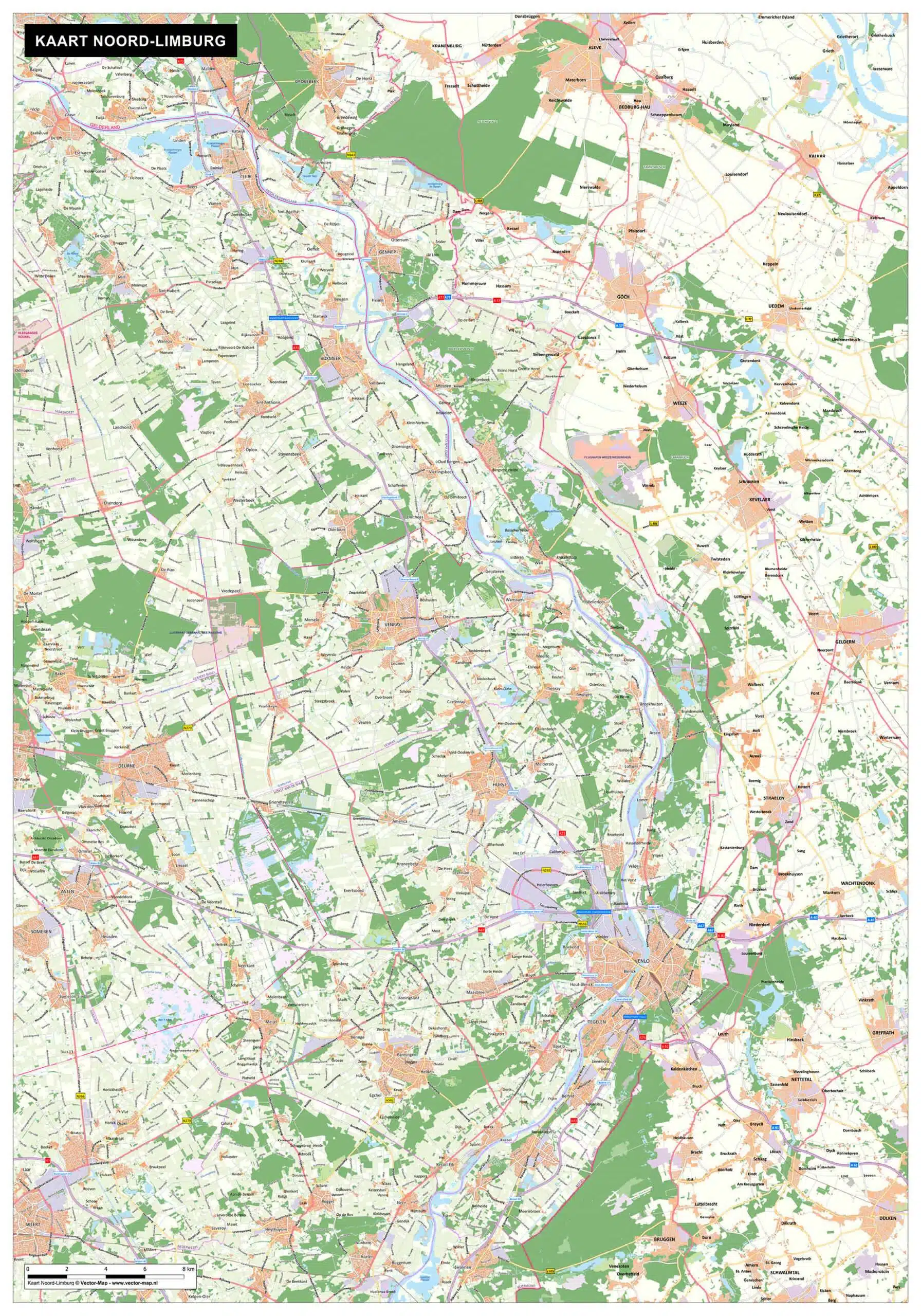 Kaart Noord-Limburg