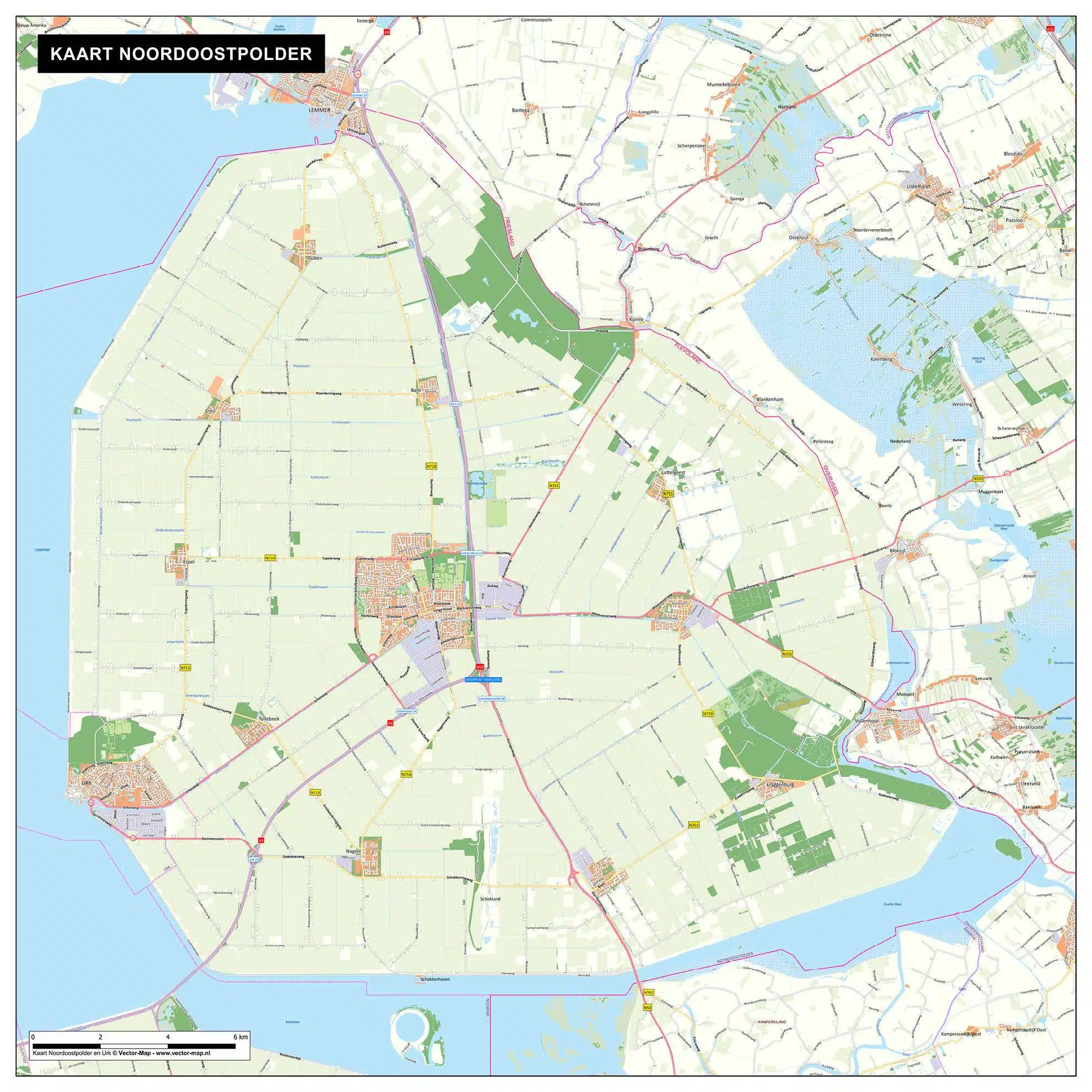 Kaart Noordoostpolder