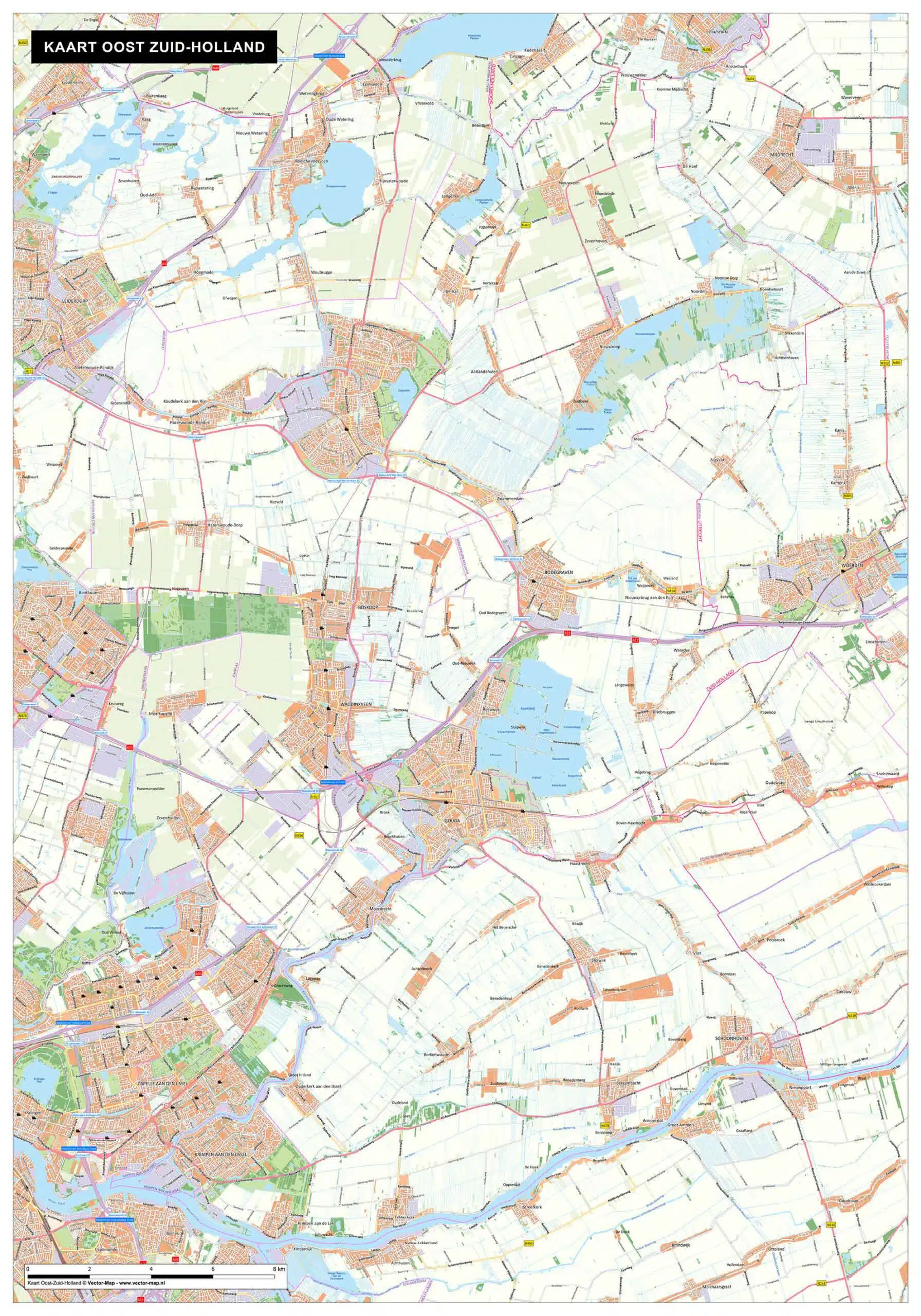 Kaart Oost Zuid-Holland