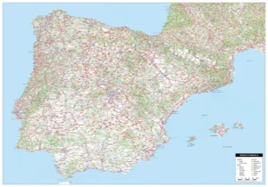 Gedetailleerde Kaart Spanje & Portugal