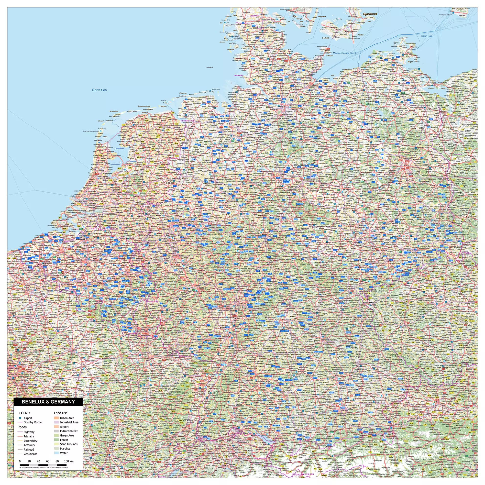 Wegenkaart Benelux en Duitsland