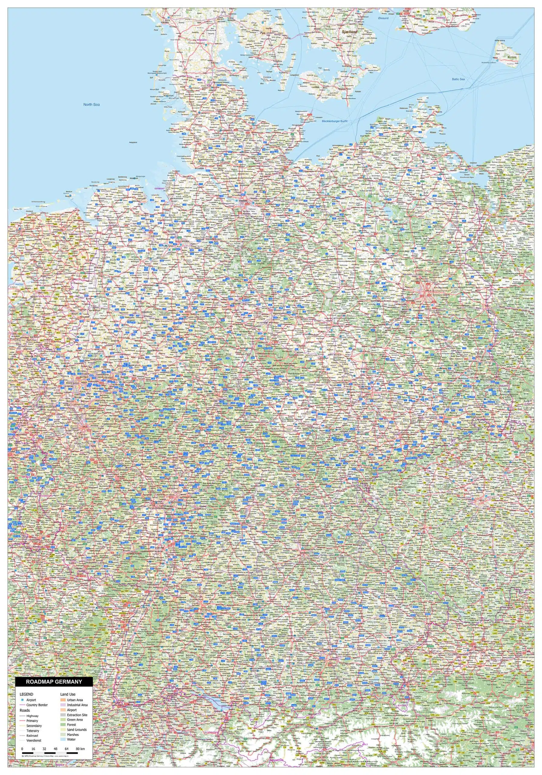 Gedetailleerde Wegenkaart Duitsland