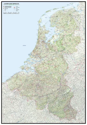 Gedetailleerde Kaart Benelux Natuurkundig
