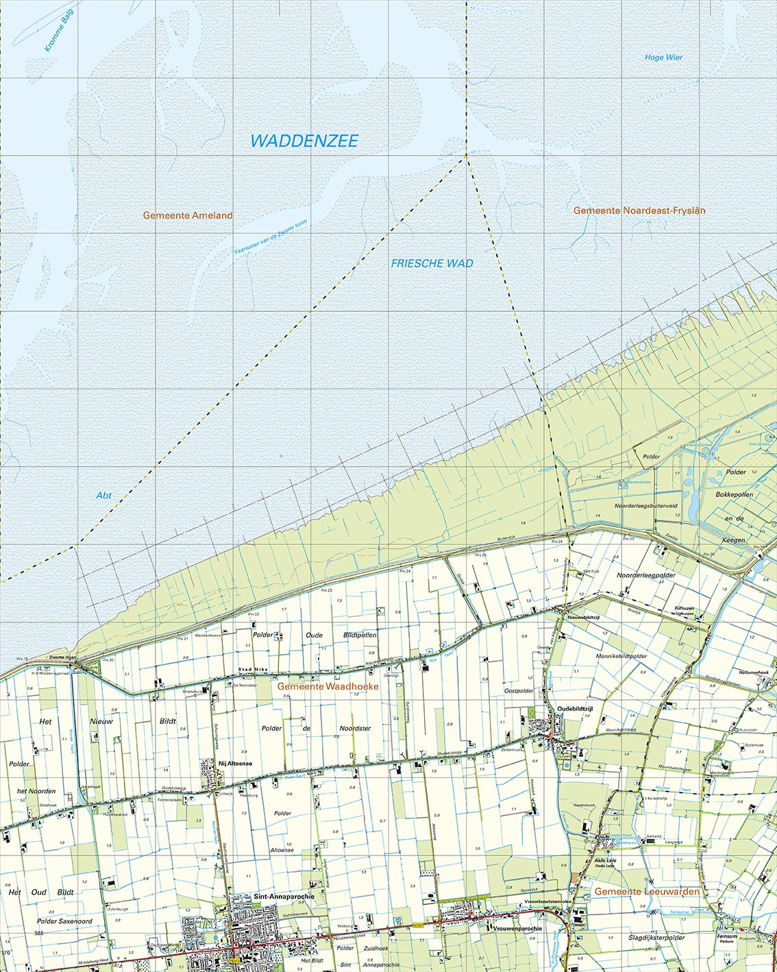 Topografische Kaart 05F Oudebildtzijl digitaal