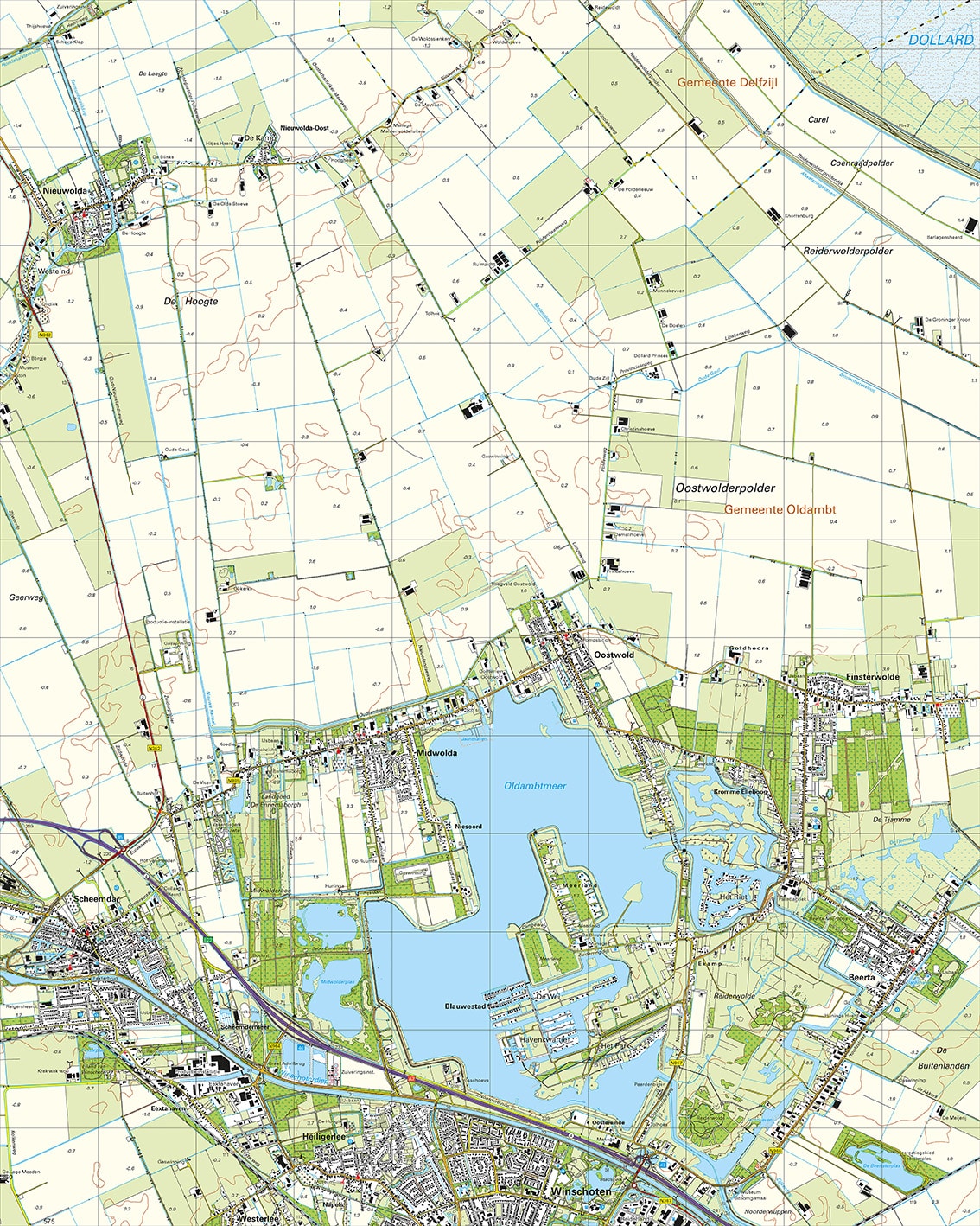Topografische Kaart 08C Finsterwolde digitaal