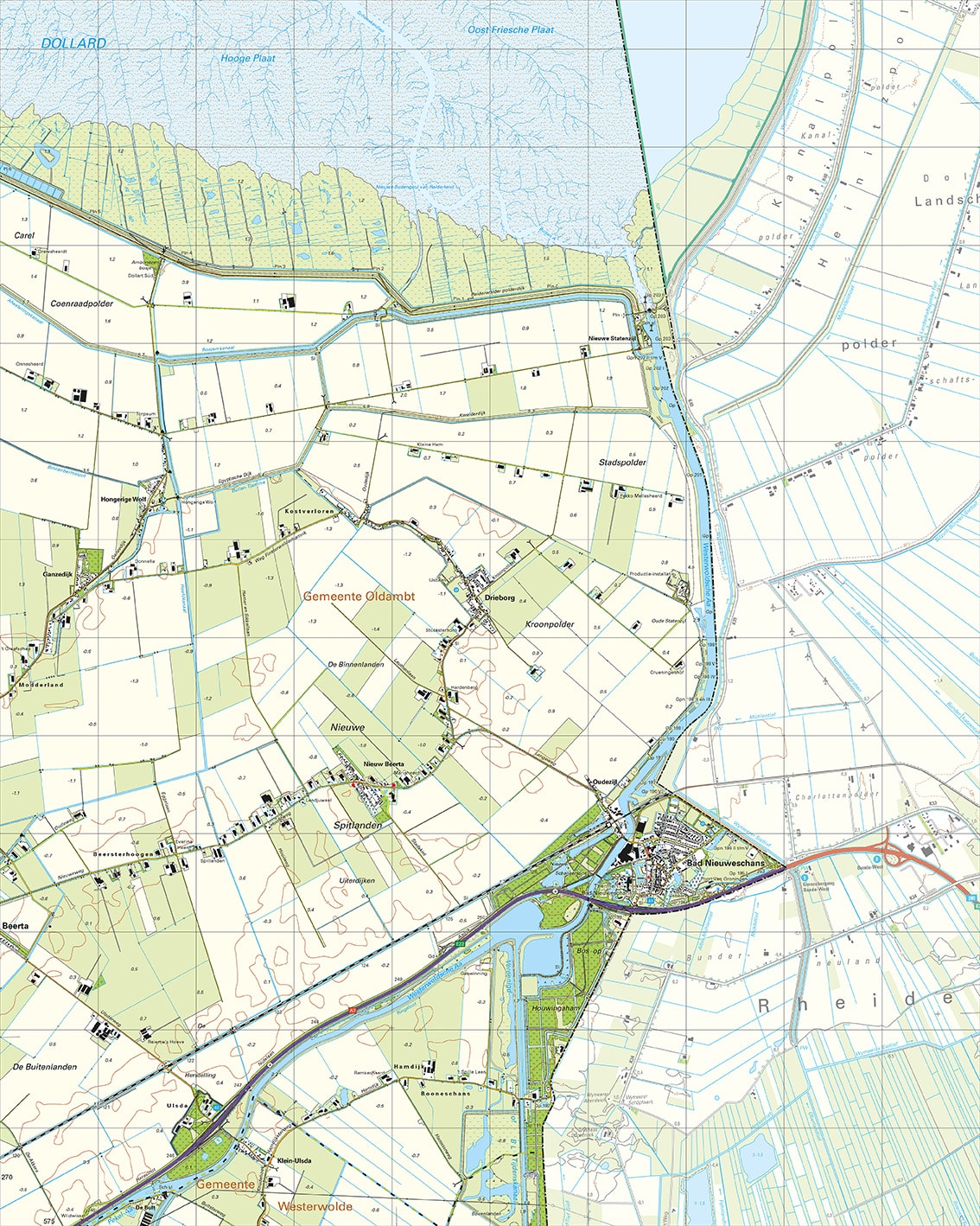Topografische Kaart 08D Bad Nieuweschans digitaal