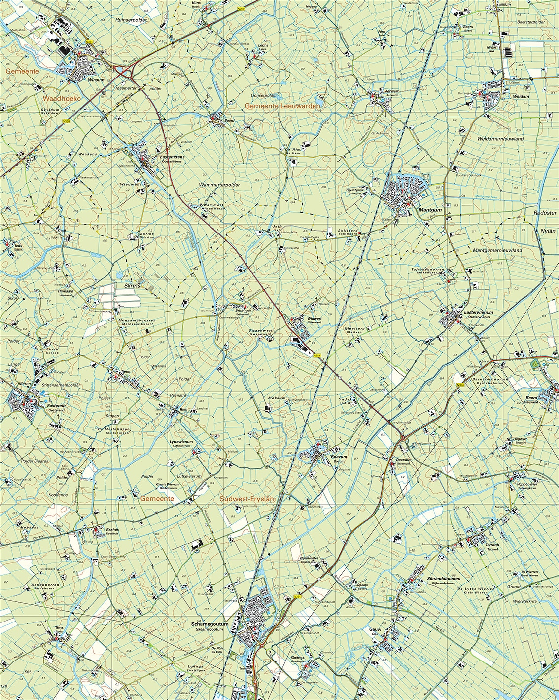 Topografische Kaart 10F Mantgum digitaal
