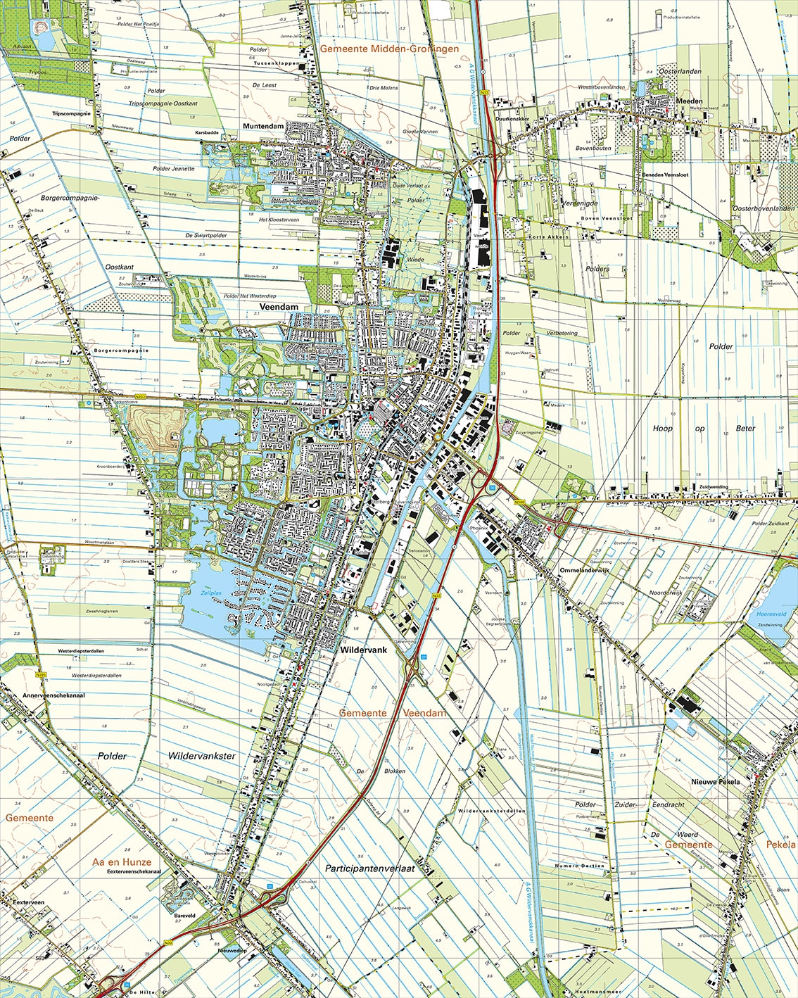Topografische Kaart 12F Veendam digitaal