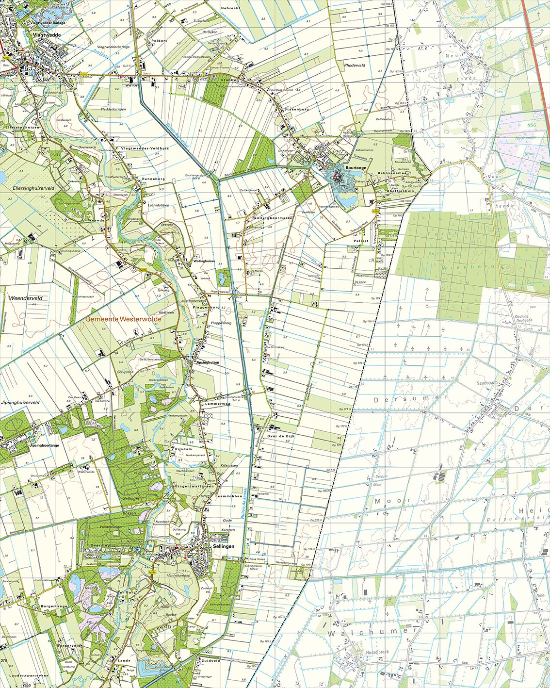 Topografische Kaart 13D Vlagtwedde digitaal