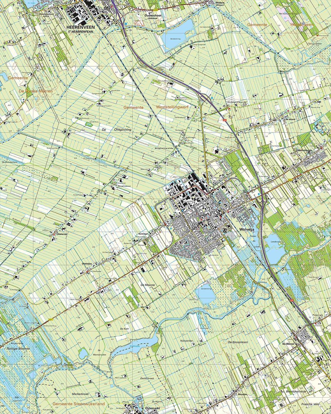 Topografische Kaart 16B Wolvega digitaal
