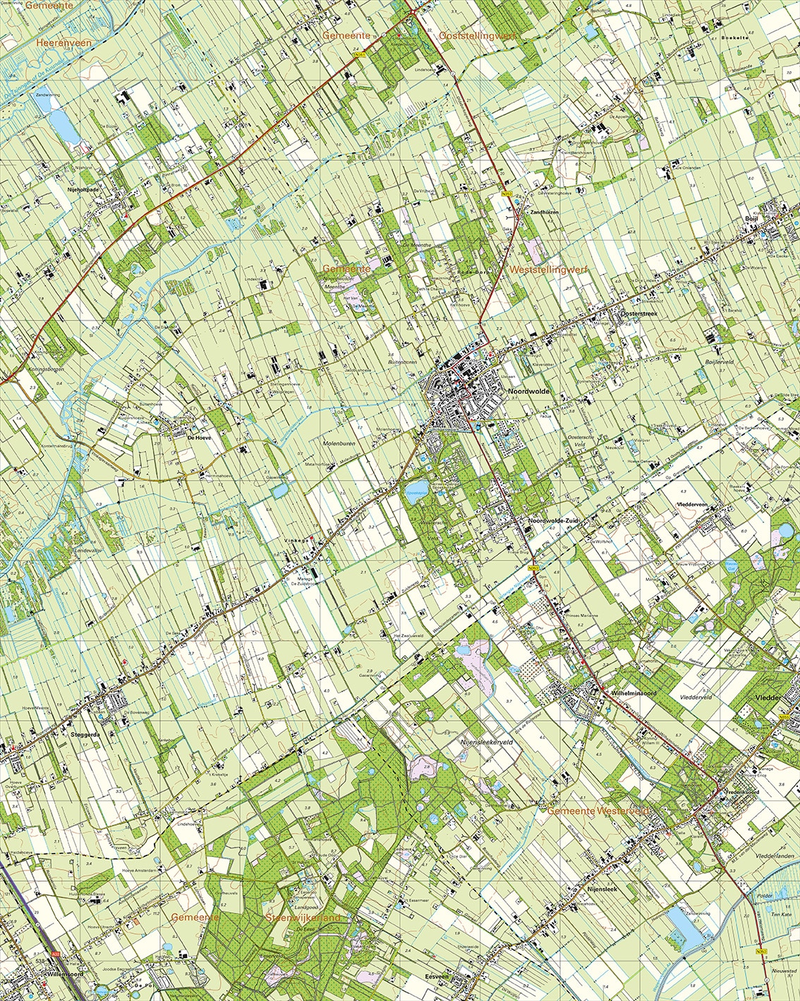 Topografische Kaart 16E Noordwolde digitaal