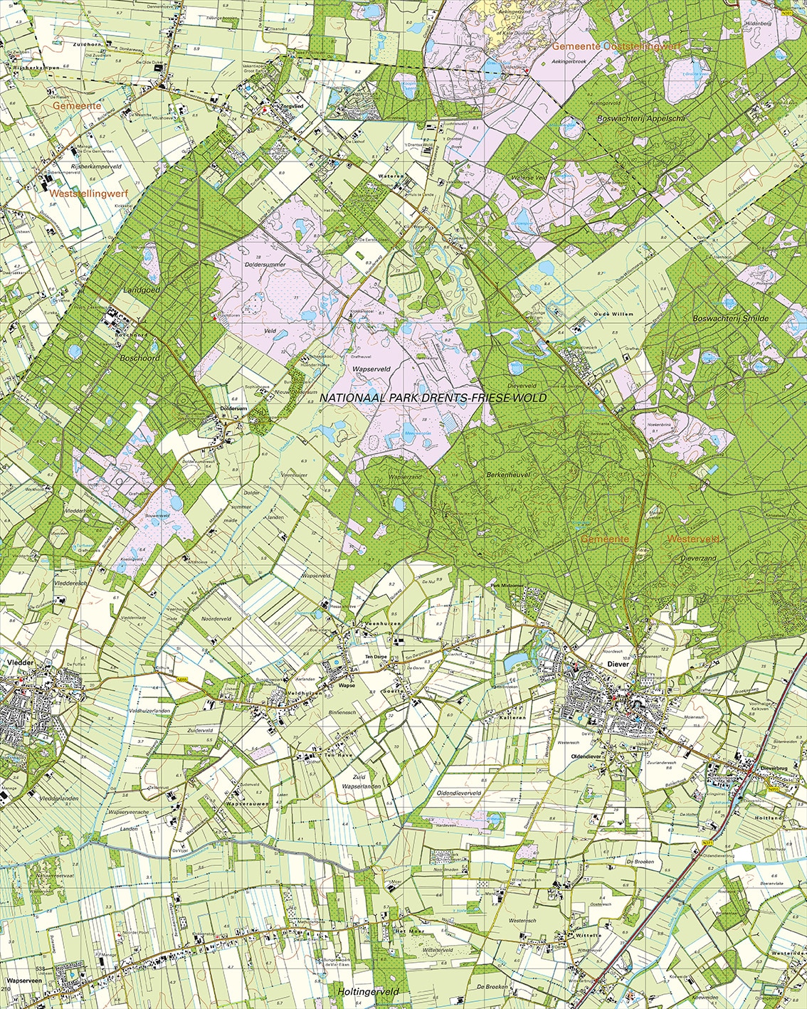 Topografische Kaart 16F Diever digitaal