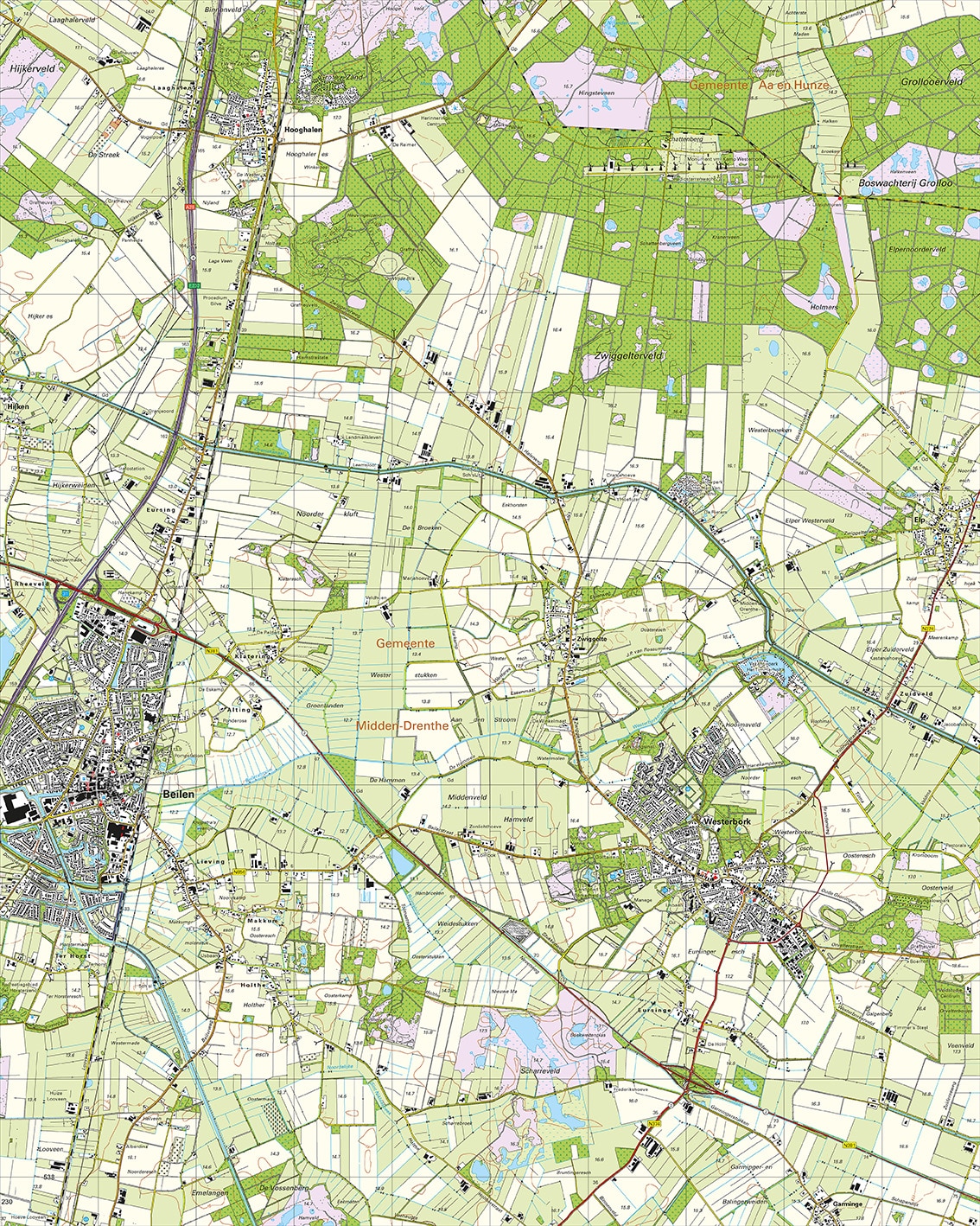 Topografische Kaart 17B Beilen digitaal