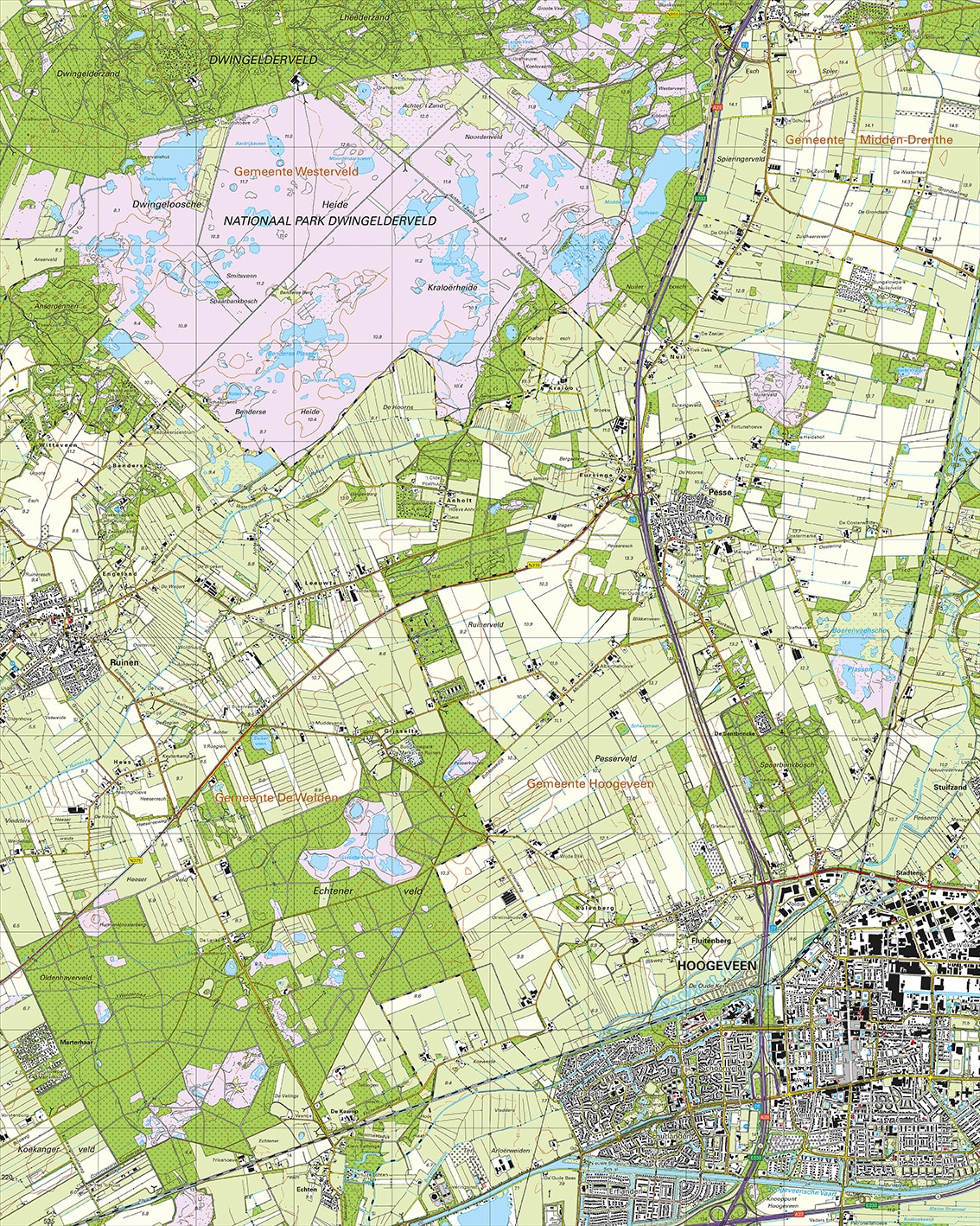 Topografische Kaart 17C Hoogeveen digitaal