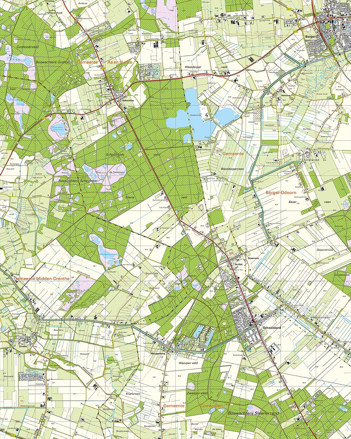 Topografische Kaart 17E Schoonoord digitaal