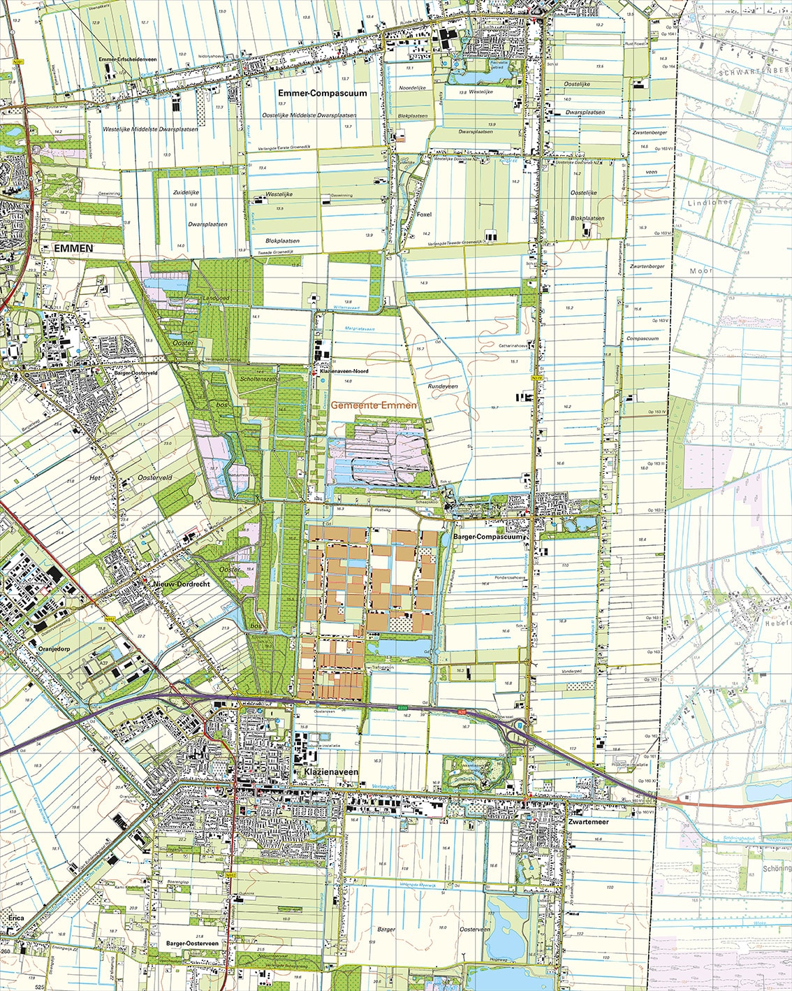 Topografische Kaart 18C Klazienaveen digitaal